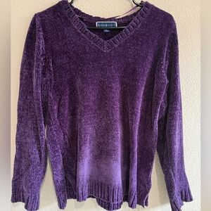 Karen Scott Deep Purple V-Neck Sweater